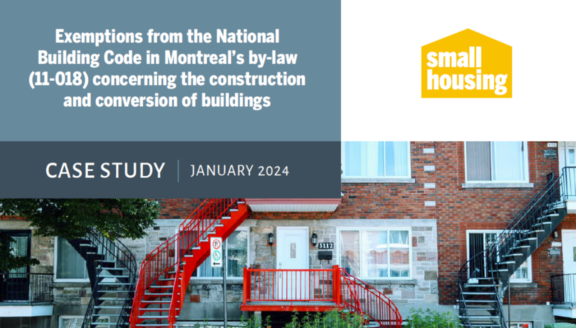 Cover photo: Small Housing Case Study -Exemptions from the Building Code in Montreal